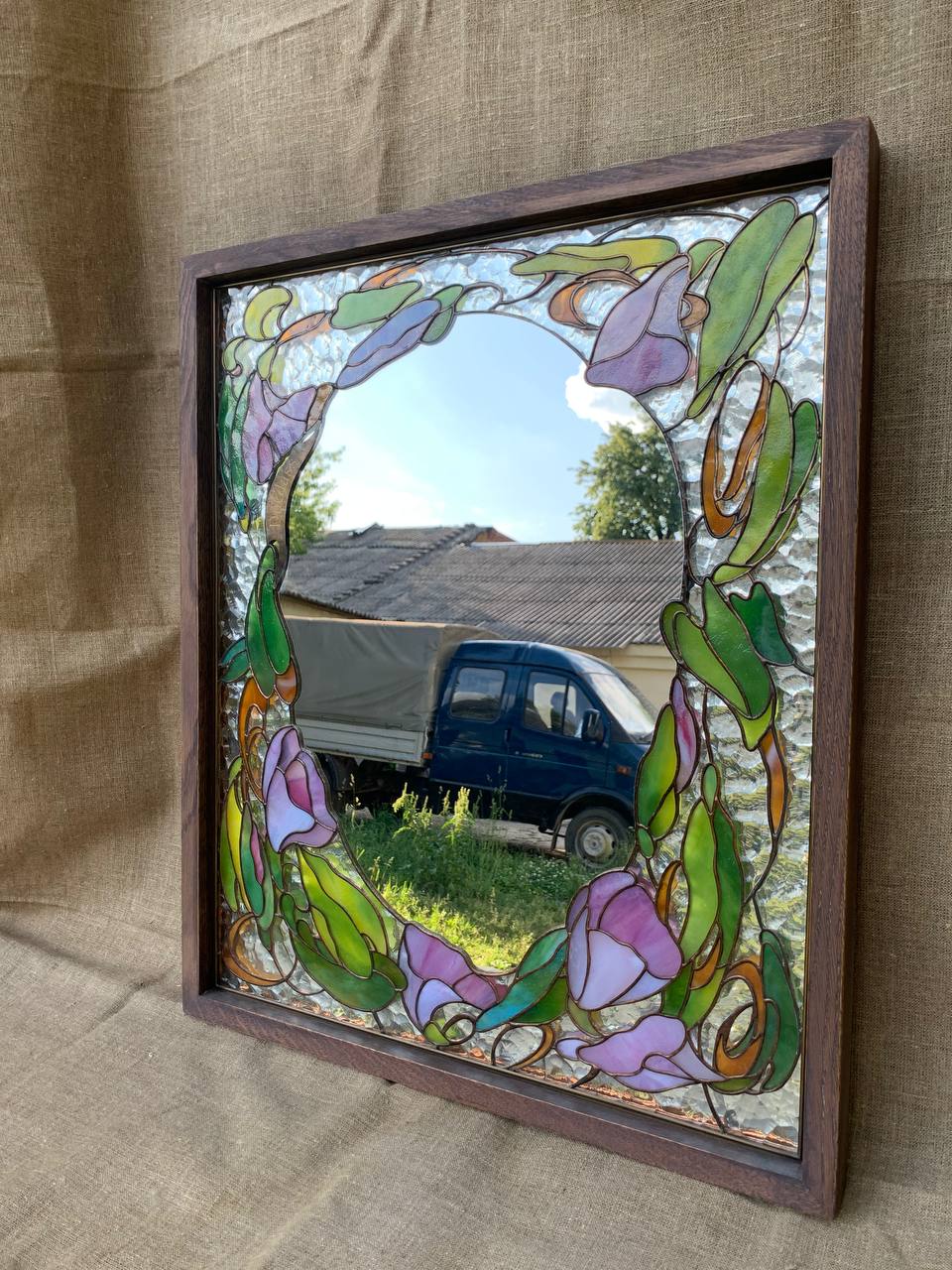 Витражное зеркало — Цветочное зеркало